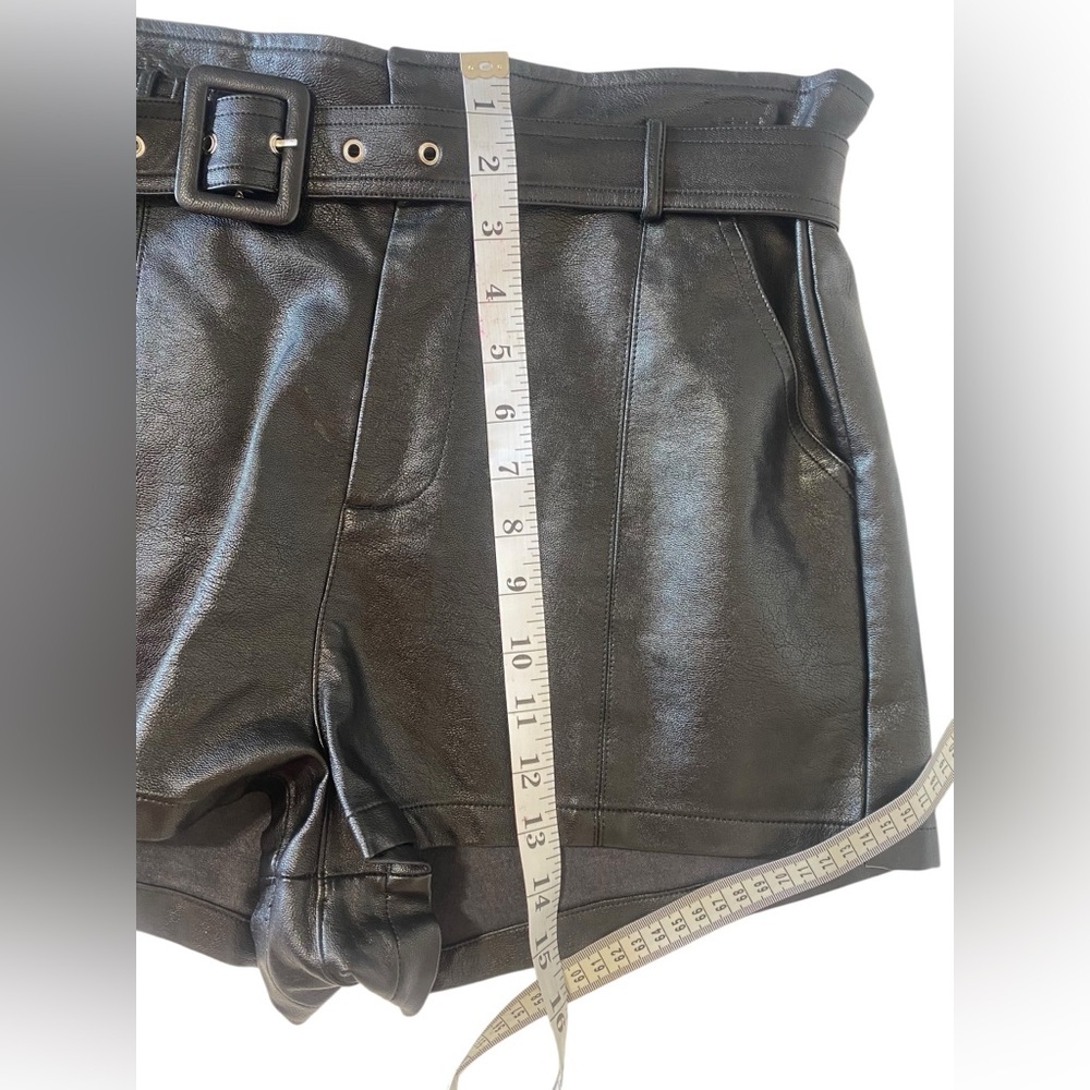 Le Lis High Waist Black Leather Shorts - Picture 6 of 7